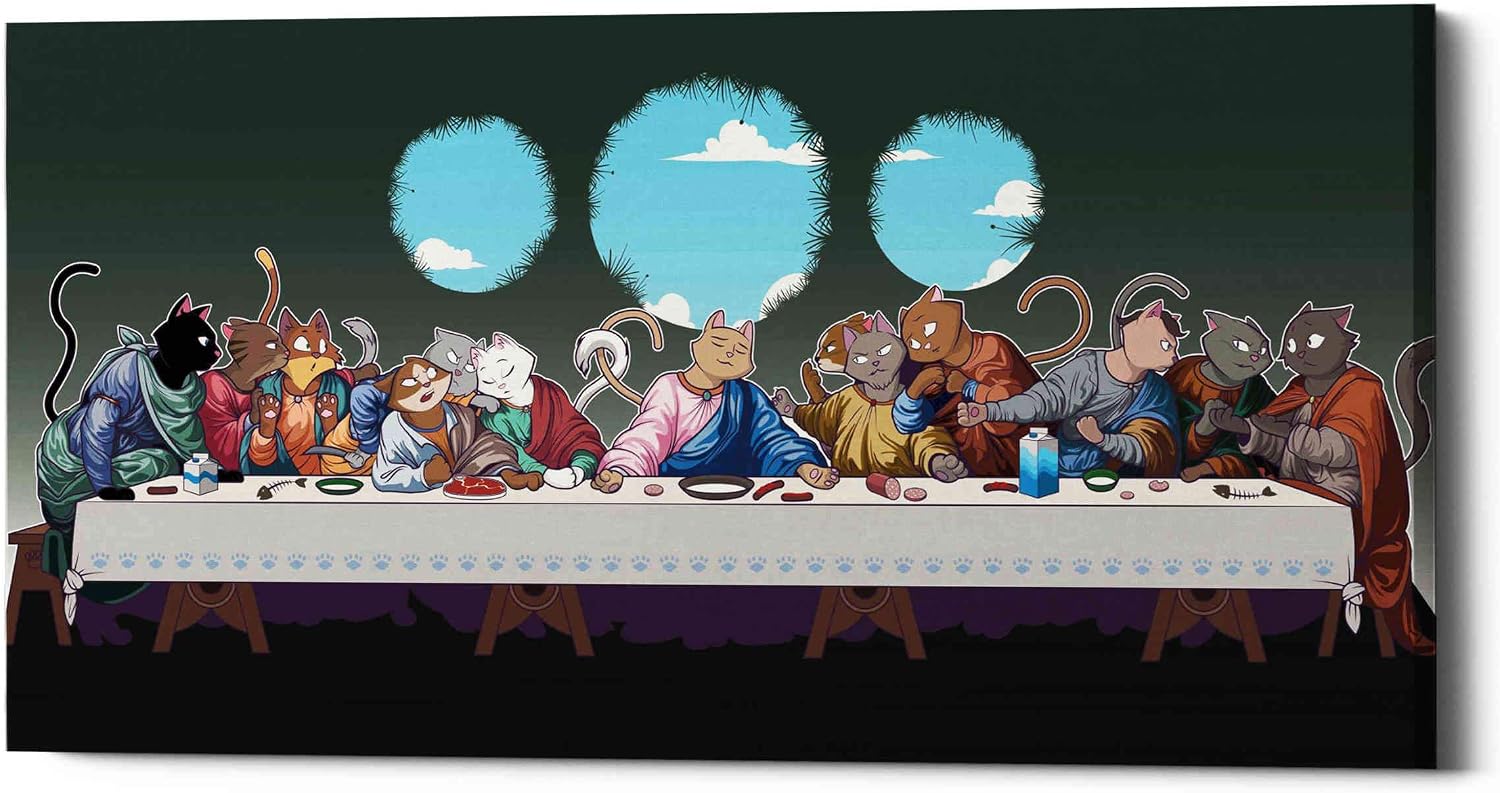 Epic Graffiti 'The Cat's Last Supper' Canvas Wall Art, 24"x12"
