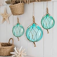 Vista 6 de 9 unidades de flotadores de pesca de cristal, adornos de playa costera, boya náutica, vidrio de mar japonés, decoración de pared de playa costera