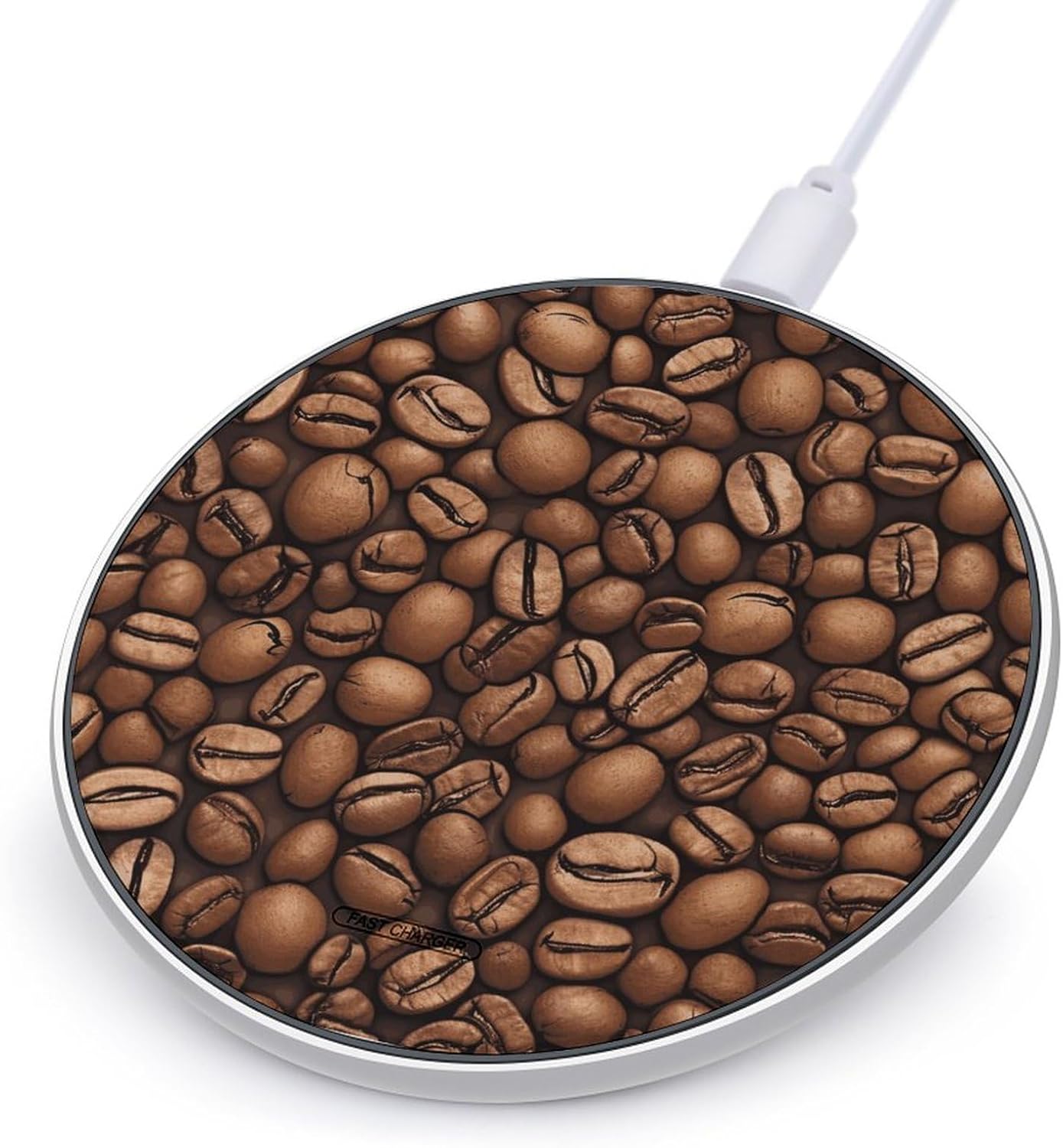Funny Roasted Coffee Beans Wireless Charger Portable Fast Charging Pad Lightweight Wireless Charging Station for Phone Slim Charge Mat for Travel Home Office Desk