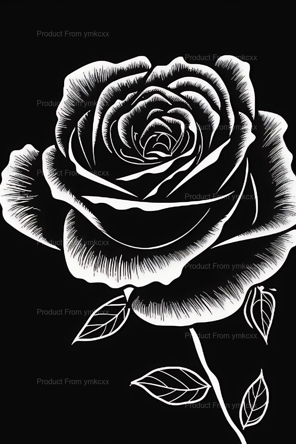ymkcxx Black and White Rose Diamond Art Painting Kits for Adults Kids - Flower Round 5D Paint with Diamonds Gem Art Painting Kits DIY Crafts Kits 20x24 inch