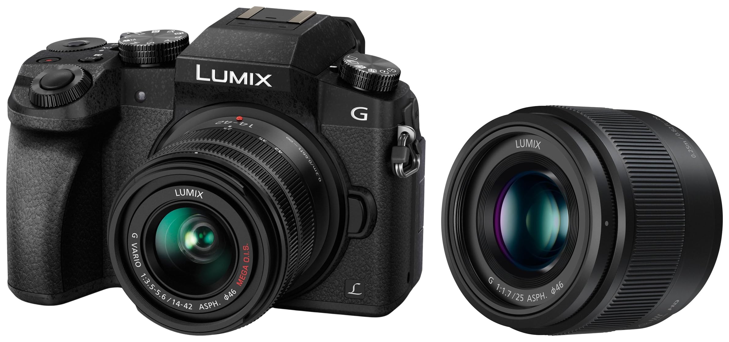 Panasonic LUMIX G7 16.00 MP 4K Mirrorless Interchangeable Lens Camera Kit with 14-42 mm Lens (Black) with 3X Optical Zoom + 25mm F1.7mm Lens