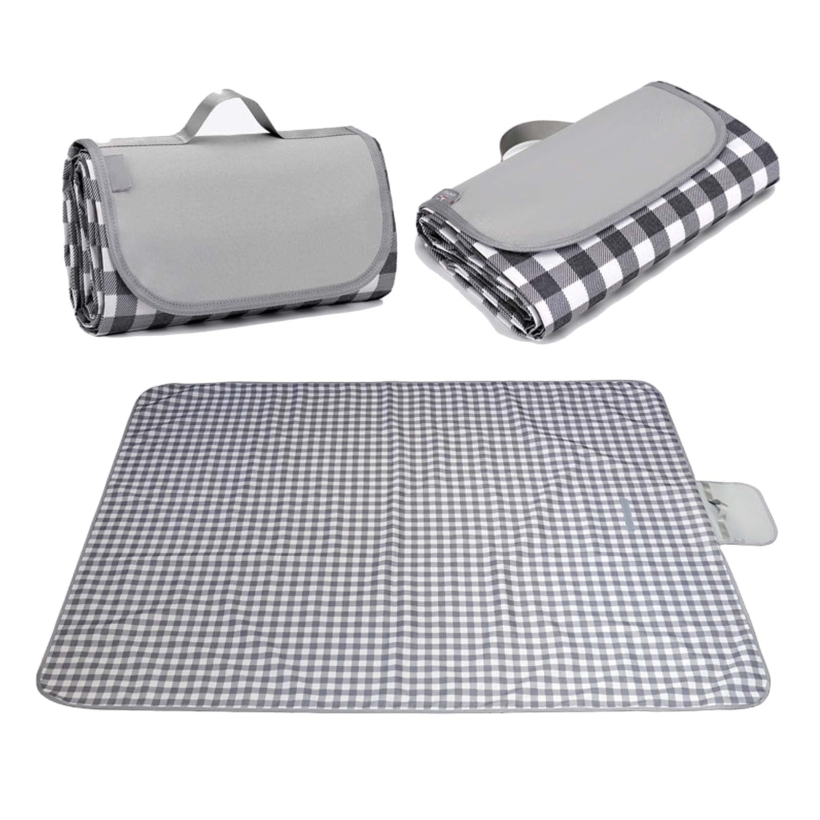 Couverture Pique Niques Imperméable, 200 x 200 cm Portable Tapis Pique Niques, Nappe Picnic Natte de Plage pour Jardin Camping Extérieur (Color : Grey Grid)