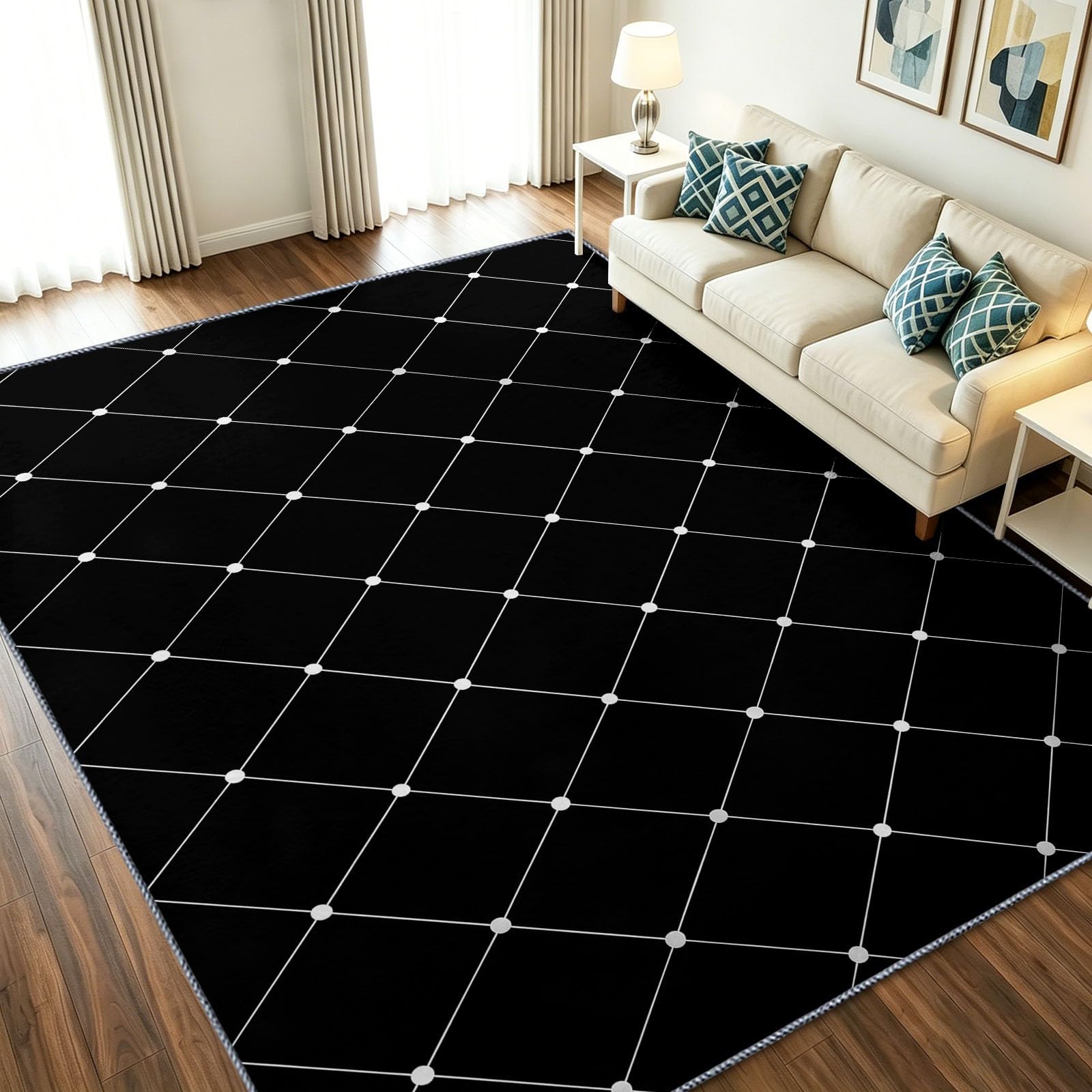 Tapis 120x170 cm lavable en machine tapis chambre géométrique