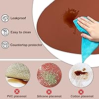 Vista 68 de Faux Leather Placemats and Coasters Set of 2, Round Leather for Dinner Table Mats Heat Resistant Non-Slip Washable Insulation Coffee Mats Kitchen