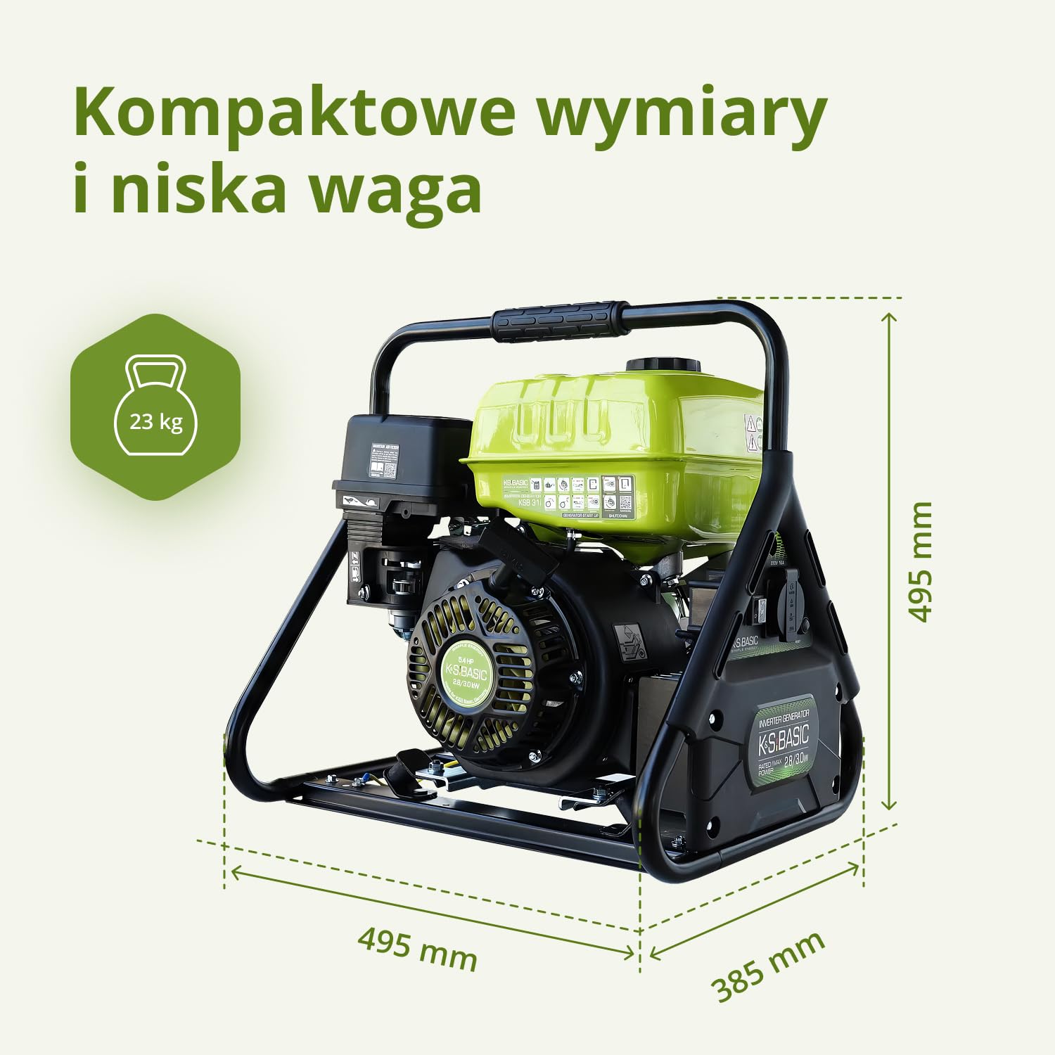 K&S Basic KSB 31i Generator inwerterowy 3,0 kW, bezpieczny dla wrażliwych urządzeń, generator prądu awaryjnego o kompaktowej konstrukcji, generator inwerterowy z miedzianym uzwojeniem