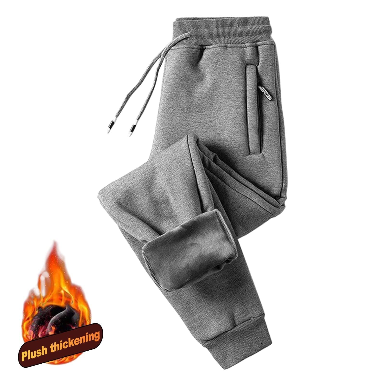 WEITING Herren-Jogginghose, Fleece, Gefüttert, Winter, Lässig, Warm, Thermisch, Kordelzug, Bund, Mit Reißverschlusstaschen, Trainingshose, M-5XL Jogginghose