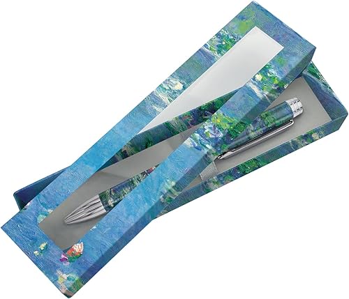 RainCaper Bolígrafo de lujo con juego de caja de regalo, negro, bolígrafo de diseño de fantasía para mujeres y hombres (lirios de agua de moneta)