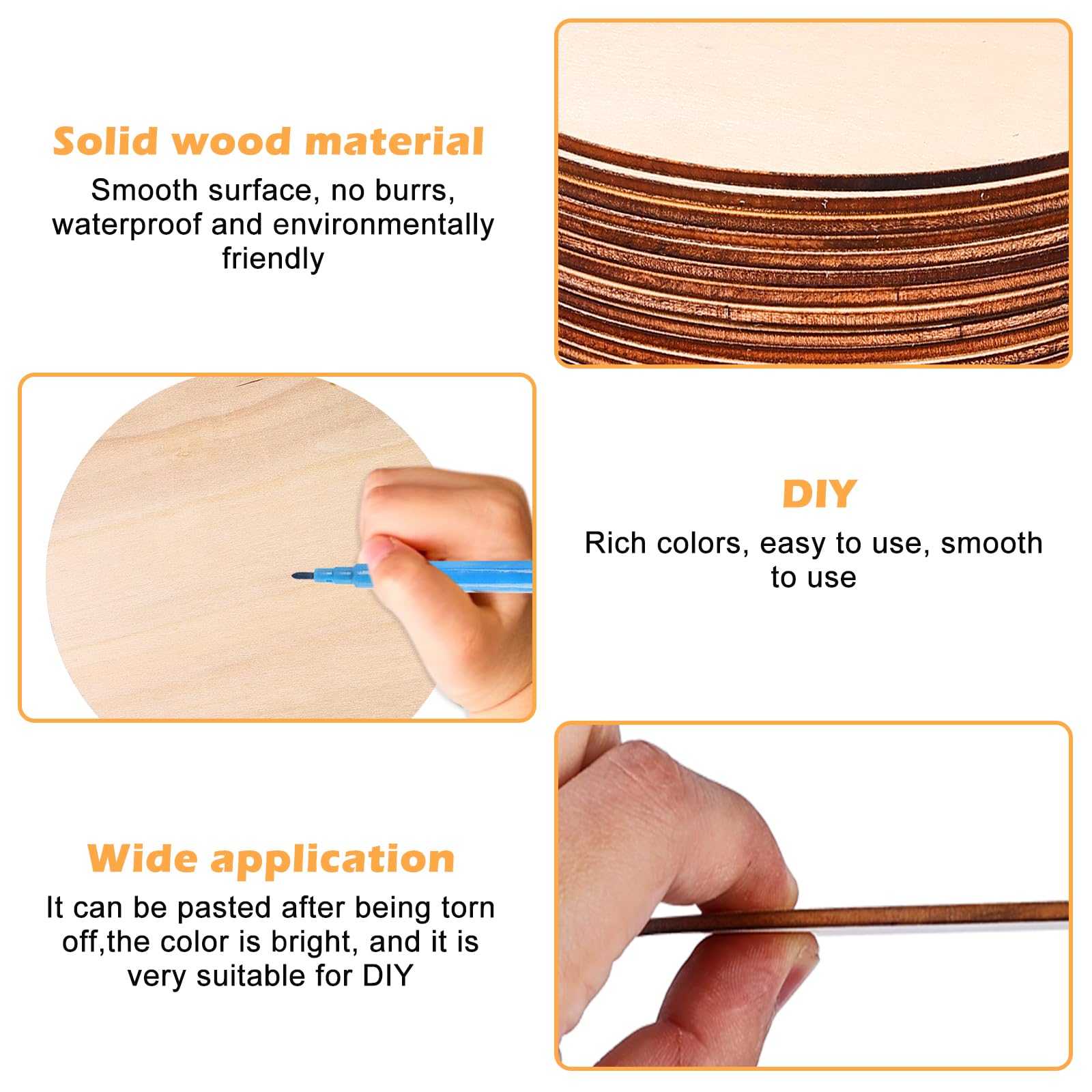 Dischi Di Legno Naturali - 6 Pezzi Da 20 Cm Diametro - Per Decorazioni Fai Da Te, Matrimoni, Natale, Pittura - Foto 2