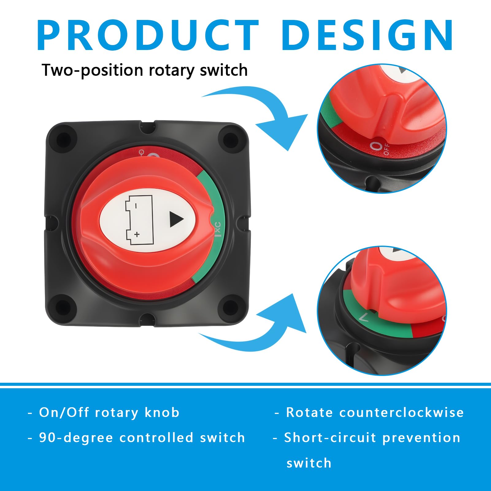Interrupteur de Déconnexion de Batterie 12V-24V, Coupe Circuit Batterie 12V avec Capacité de 300A, Isolateur Interrupteur de Batterie pour Voitures, Motos, Bateaux et Camions, Sécurité et Durabilité