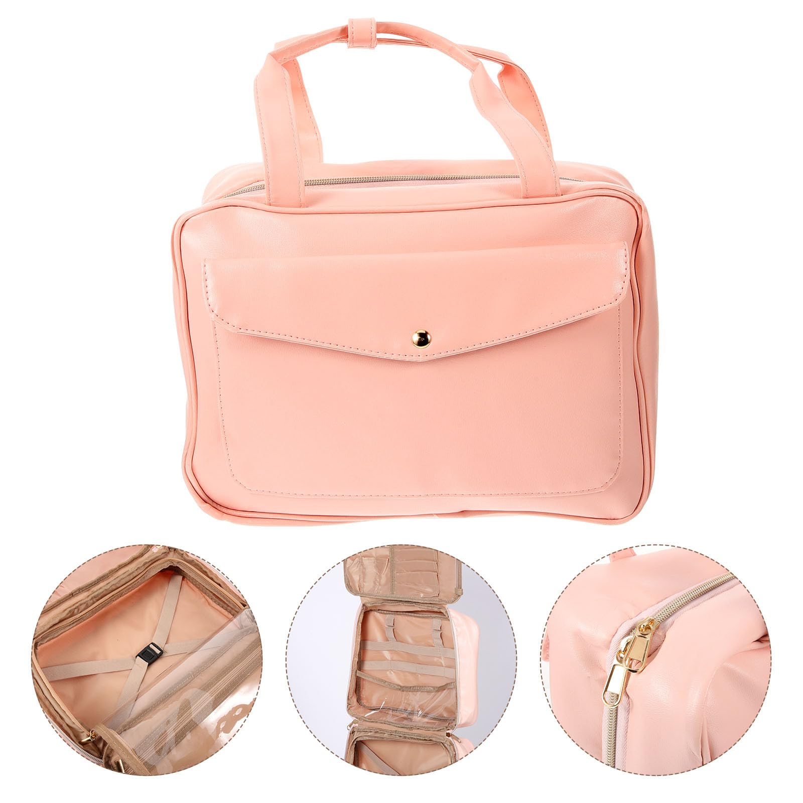Hemobllo Reisekosmetiktasche zum Aufhängen mit Großem Fassungsvermögen aus Pu Leder Multifunktional mit Mehreren Fächern und Robustem Design für Outdoor und Reisen