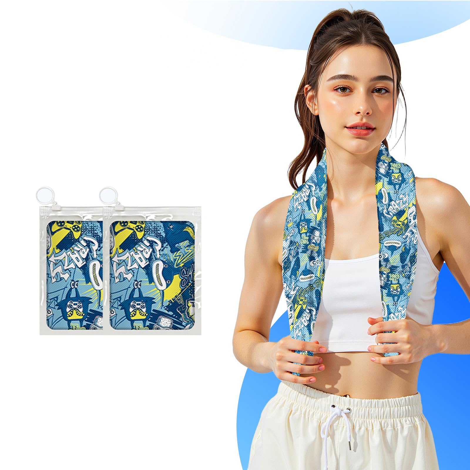 Haiwangwh Hh-005 2 Pack Cooling Towels For Neck,Quick Drying Ice Towel Instant Cooling Relief,Soft Breathable Chilly Towel For Gym,Golf,Yoga,Camping,Running, Workout,And More Activities