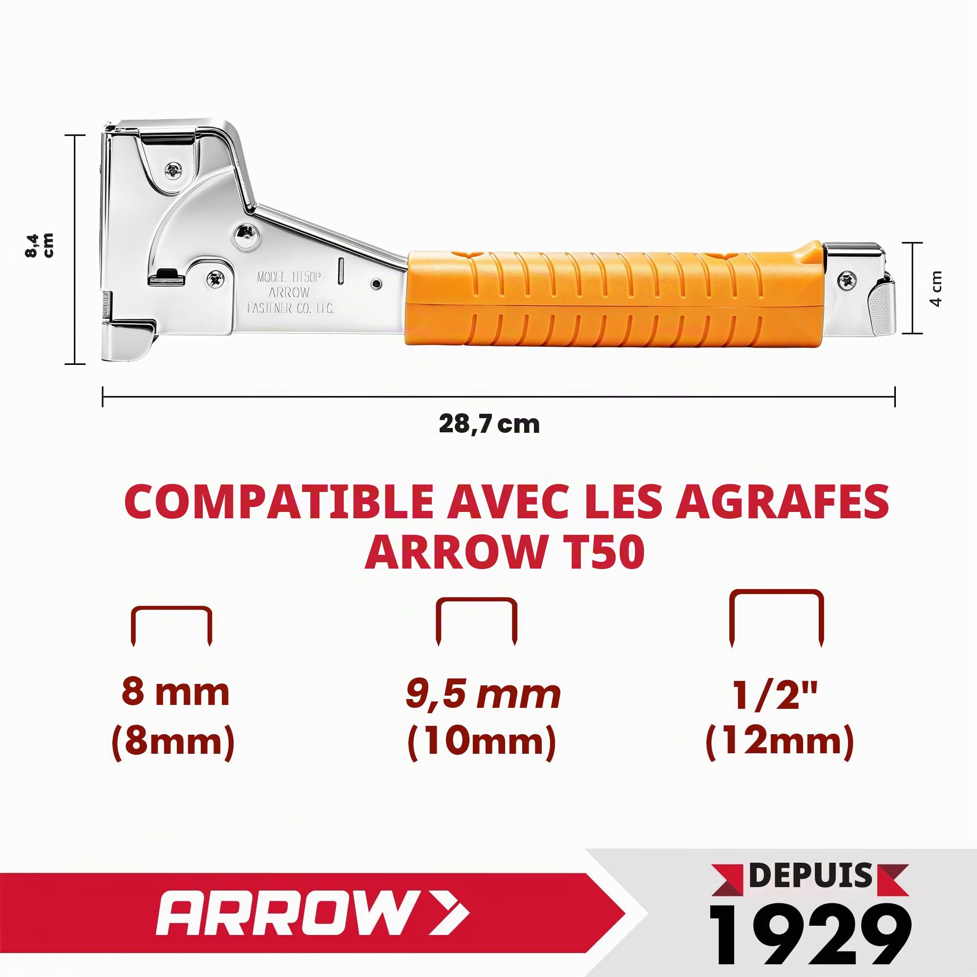 Arrow HT50 Marteau agrafeur pour travaux intensifs