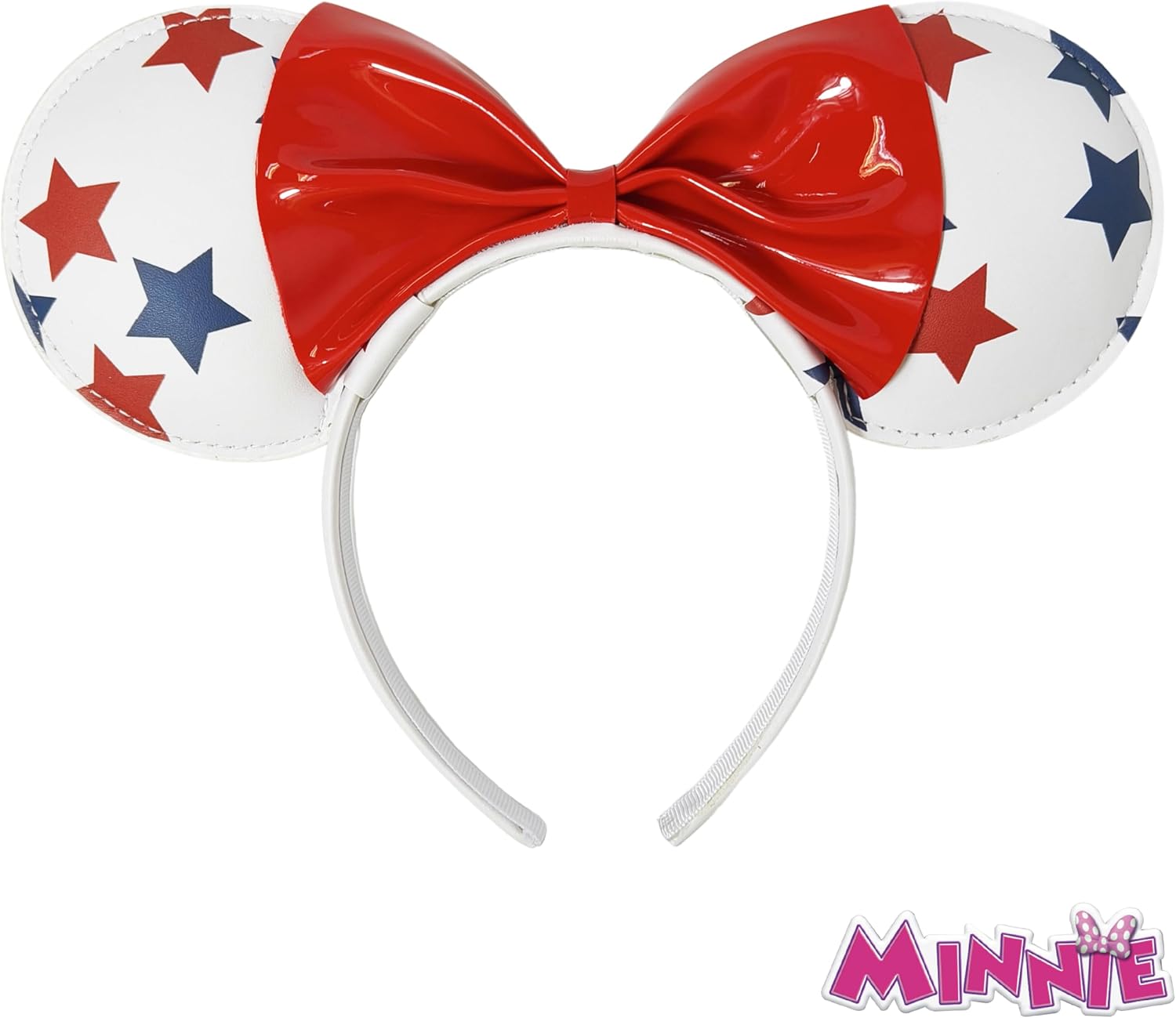 LUV HER Disney USA Patriotic Headband, 4th of July Outfits for Women, Red White and Blue Decoration, Patriotic Hair Accessories, Star Print and Red Bow