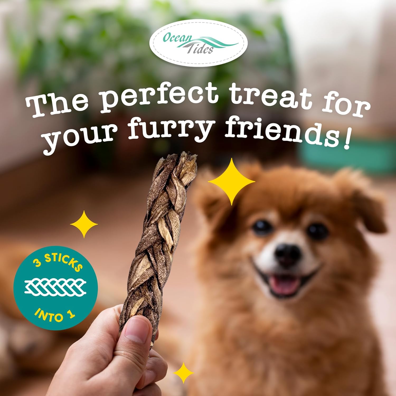 Ocean Tides 32 Oz Braided Icelandic Cod Skins for Dogs & Cats – Single Ingredient, Wild-Caught Fish Skin Dog Chews for Skin and Coat Health – High Protein, Omega 3 & 6 Rich, Lean Dried Healthy Treats