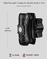 Vista 2 de BRCOVAN Double Socket Arm High Strength Composite Short Arm Compatible with RAM Mounts B Size 1'' Ball Components & Bike Motorcycle Phone Mount