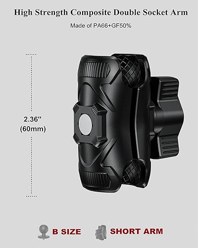 Miniatura 2 de BRCOVAN Brazo de doble zócalo de alta resistencia compuesto de brazo corto compatible con soportes RAM tamaño B componentes de bola de 1 pulgada y