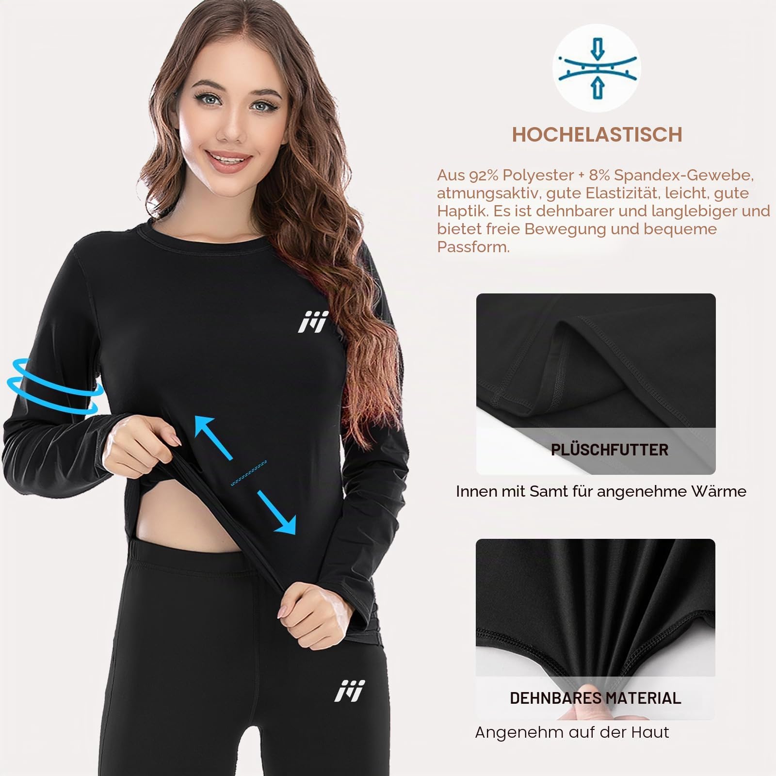 MEETWEE Thermounterwäsche Funktionsunterwäsche Damen, Skiunterwäsche Winter Set Atmungsaktiv Lange Thermo Unterwäsche Tops Thermowäsche Unterhemd