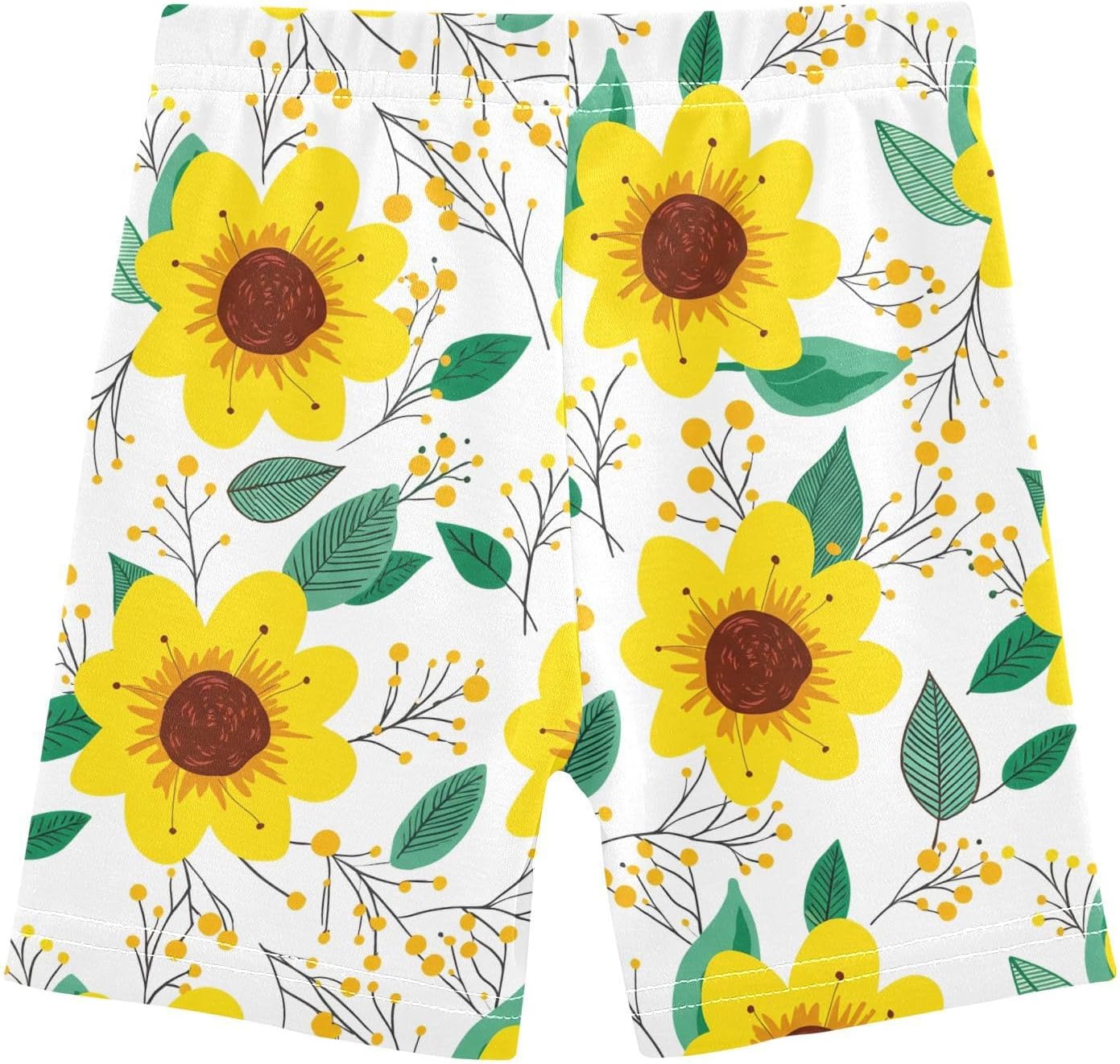 Berries Leaves Floral White Girls Bike Shorts Toddler Soft Cotton Under Dress Dance Shorts