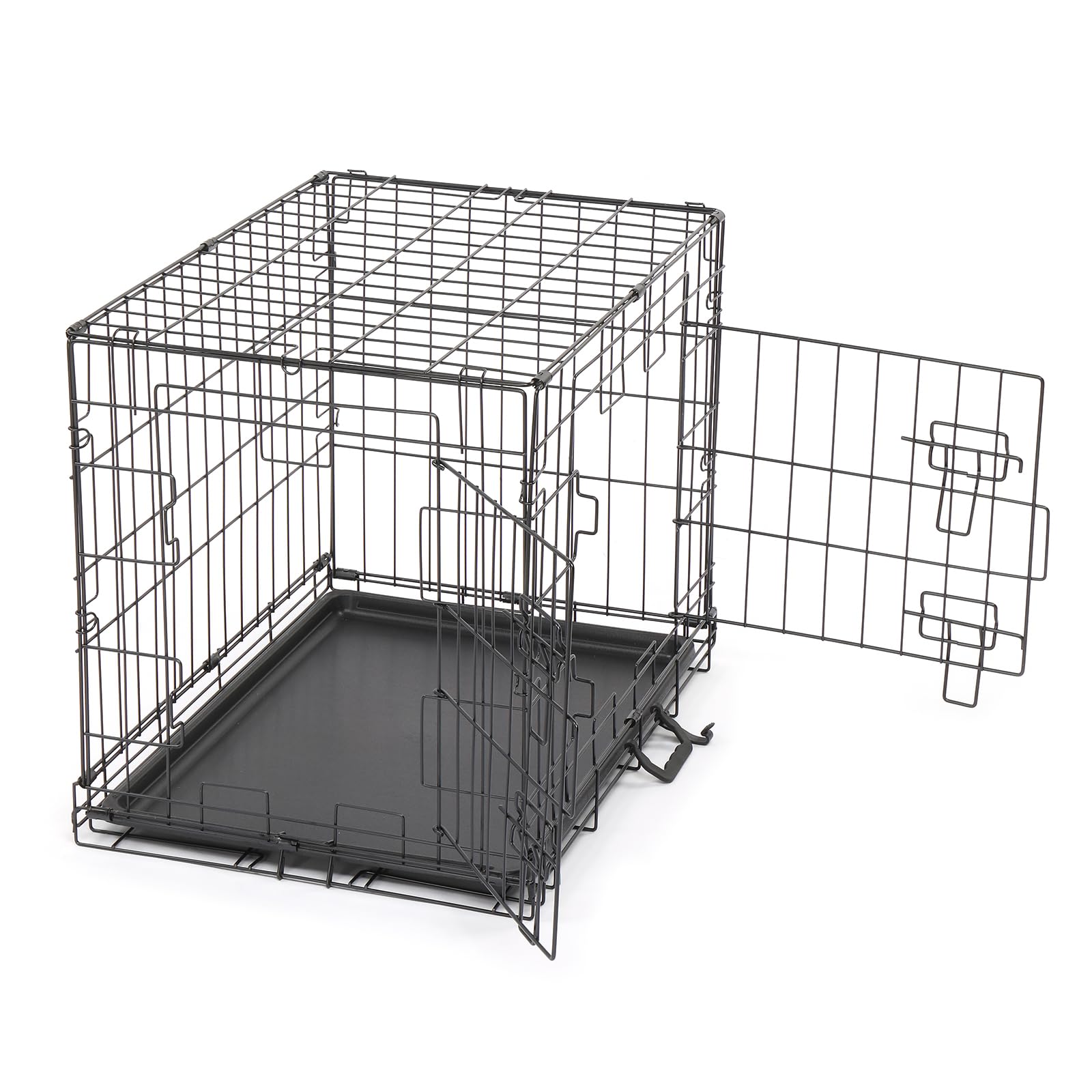 Bonnlo Cage de Chien Pliable avec 2 Portes Verrouillables et Plateau Amovible, Cage Chien en Métal, Cage de Transport pour Chien, Noir, 60 x 43 x 50 cm
