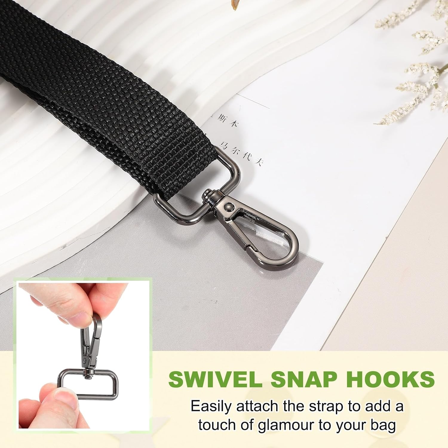 Swivel Snap Hooks, Metal D Ring Keychain Lanyard Clip Hook Lobster Clasp Claw Push Gate Clip - Fitting for(Purse Making - Sewing - DIY Crafts) 6 Pcs & 1" & Graphite Black image 5