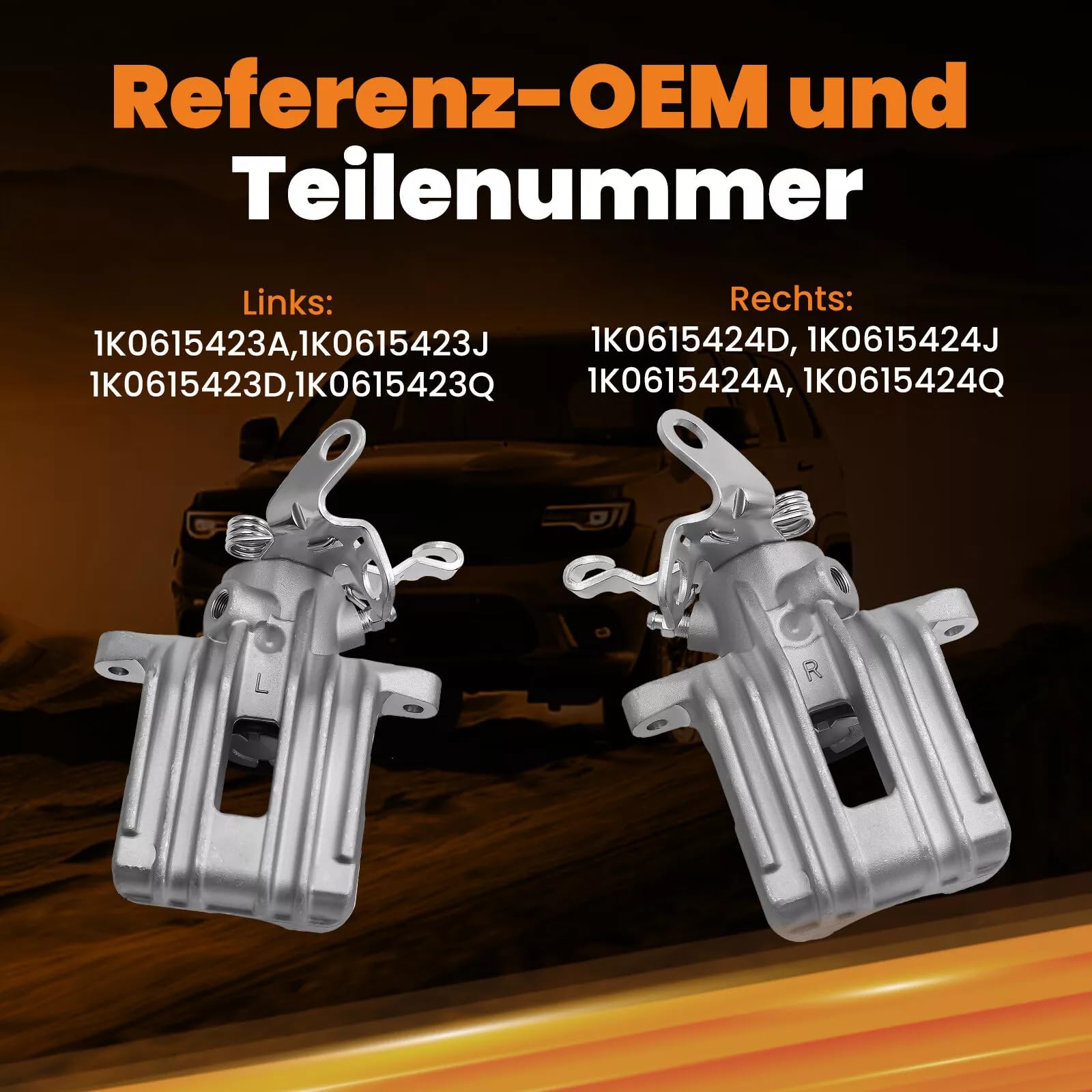 Set di pinze freno posteriori sinistra e destra, pinze freno di ricambio per 2003-2013 A3 8P1 8P7 8PA Golf 5 6 Plus Altea Leon II Hatchback Toledo III 5P2 Accessori auto, parte# 1K0615423J 1K0615424J