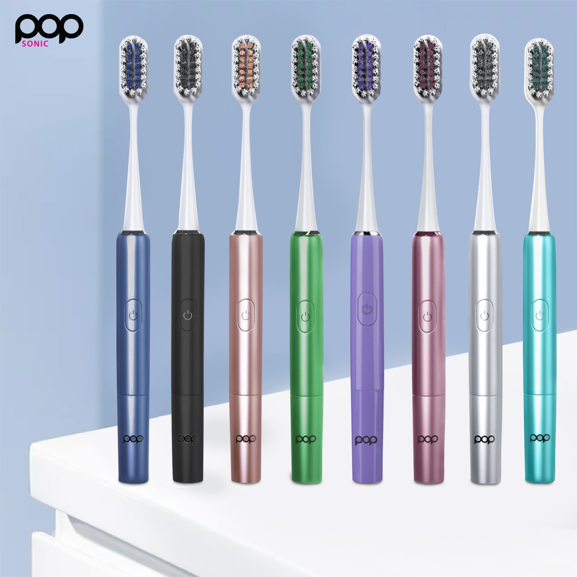 Go Plus Sonic Spazzolino da denti Pop Sonic con custodia per il trasporto – Lo spazzolino sonico perfetto | Ogni volta – Argento