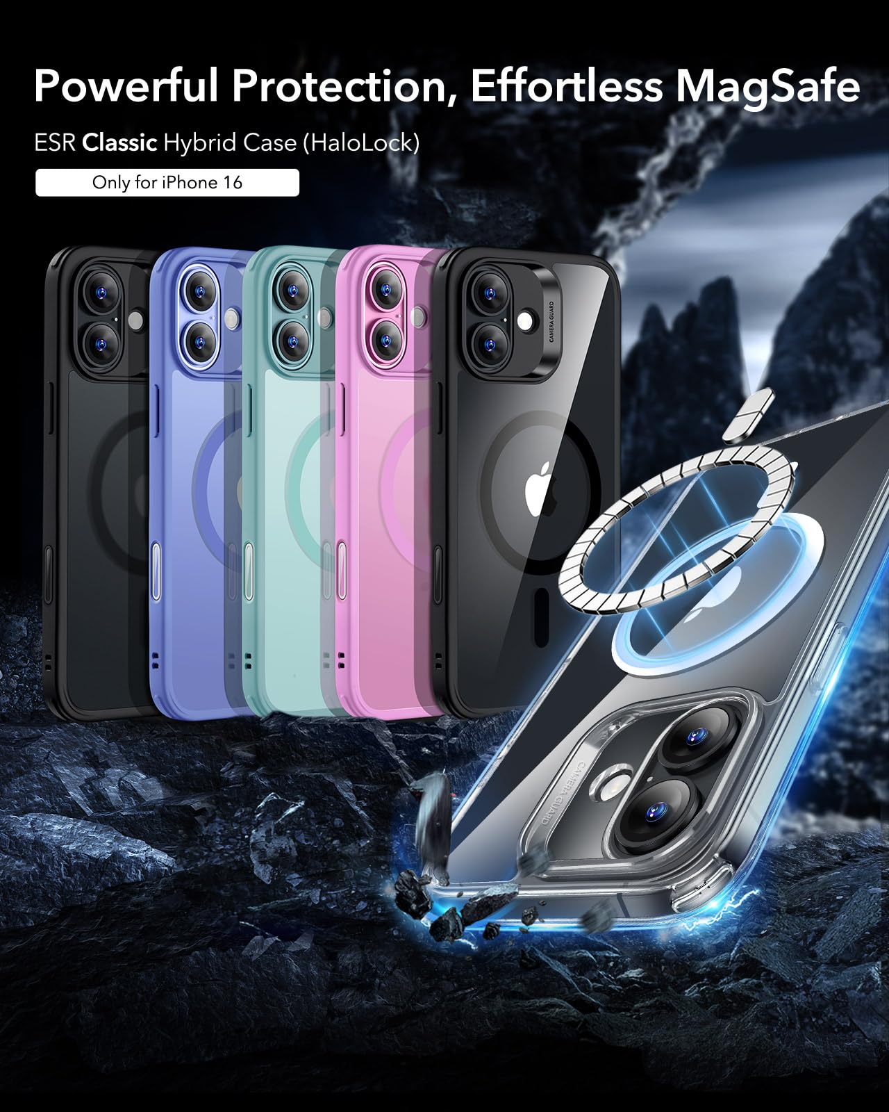 Amazon.com: ESR Classic Hybrid for iPhone 16 Case, Clear Black