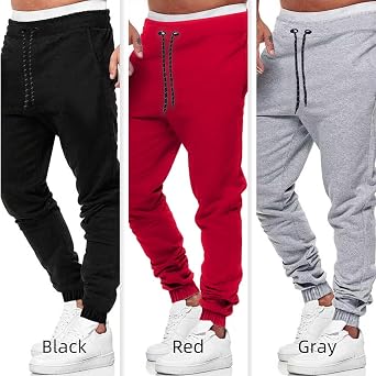 Men's Knit Joggers with Drawstring Waist & Elastic Cuffs, Soft Stretch Lounge Pants for Yoga & Casual Wear
