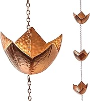 Vista 1 de Trademark Innovations Cadena de lluvia de flores de color cobre para canaletas y bajantes