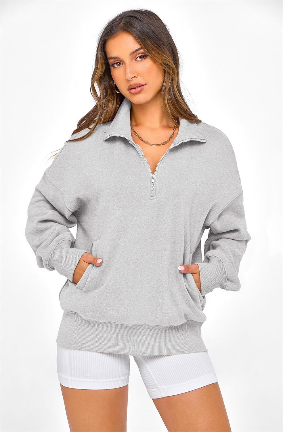 PRETTYGARDEN Womens Half Zip Oversized Sweatshirts Fleece Hoodies 2026 Trendy Long Sleeve Pullover Tops Y2k Spring Outfits - Image 3