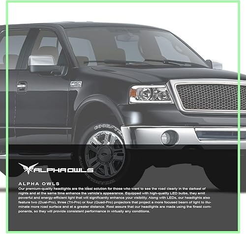 Miniatura 15 de Alpha Owls 8711378 Projector Headlights With Switchback Sequential LED Bar & Startup Light - Black Amber Fits 2004-2008 Ford F150 / 2006-2008