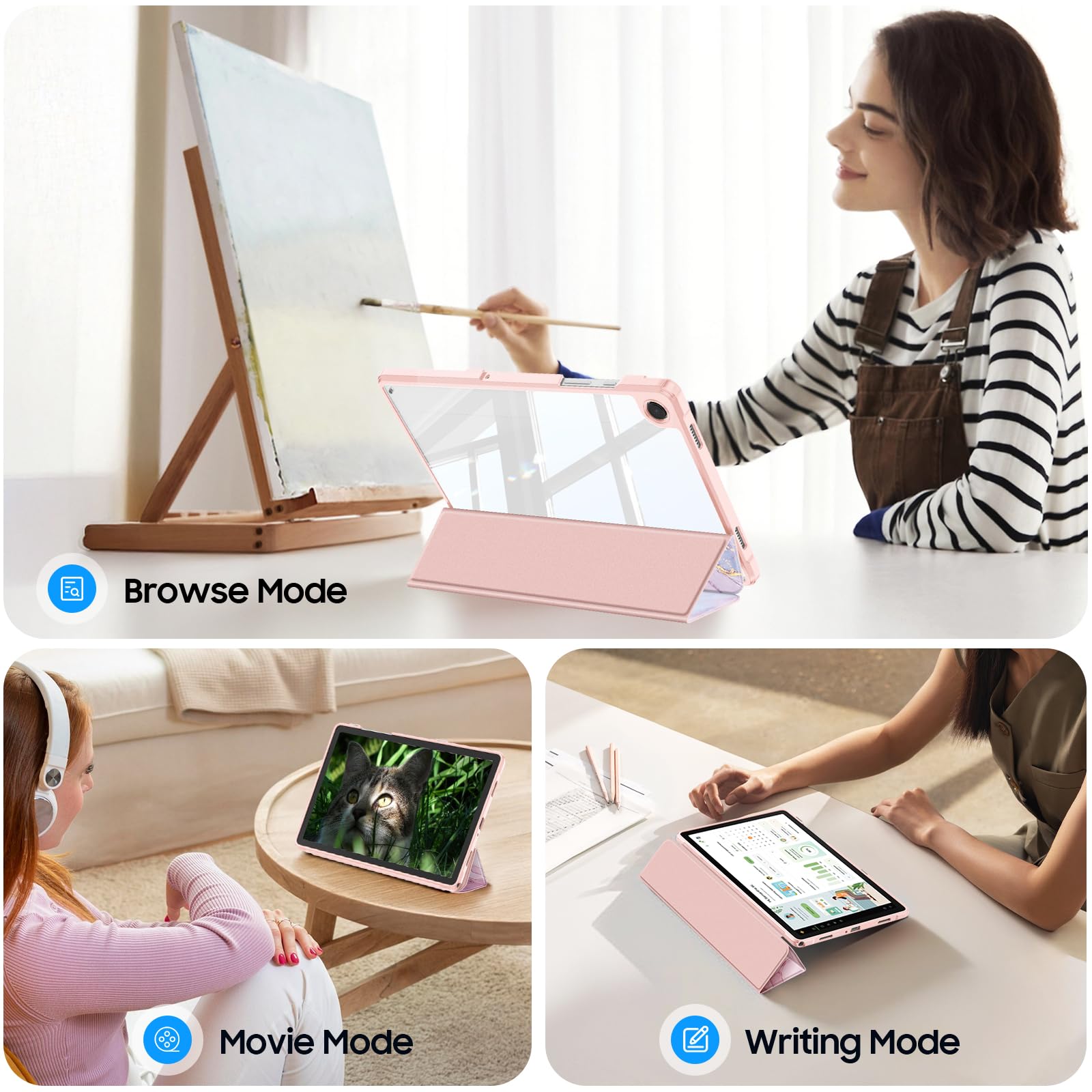 Fintie Hybrydowe etui do Samsung Galaxy Tab A9 Plus 11 cali 2023 - odporne na uderzenia etui ochronne z przezroczystą twardą obudową z tyłu do tabletu A9 + SM-X210/X216/X218, wspaniały marmur