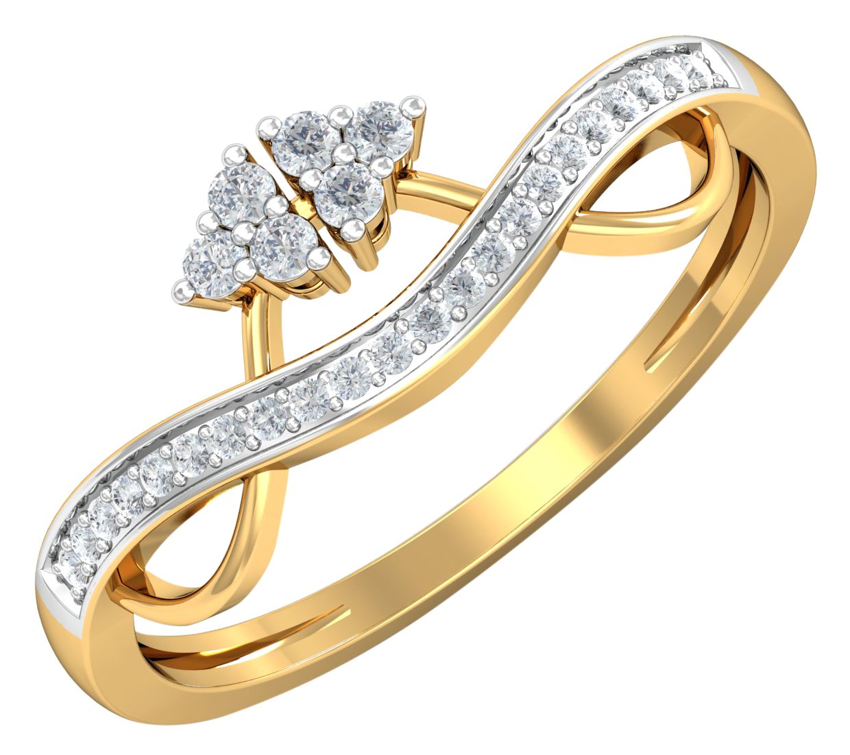 kuberbox 18KT Yellow Gold Inez Grace Ring for Women-picture-52