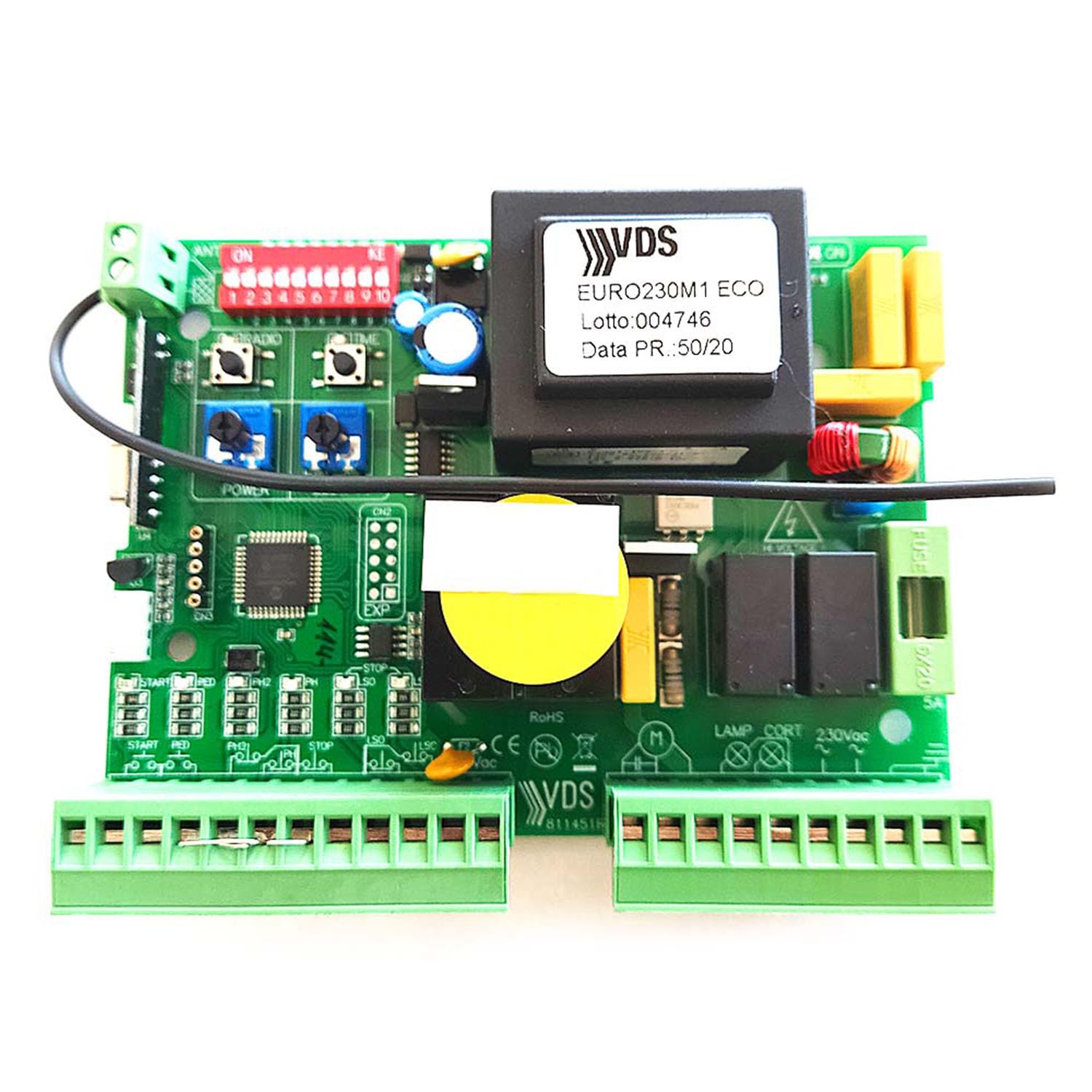 VDS Euro M1 Central de maniobras universal cuadro de control para motores monofásicos a 220v hasta 550w de puerta corredera de garaje y parking, central sustitución VDS