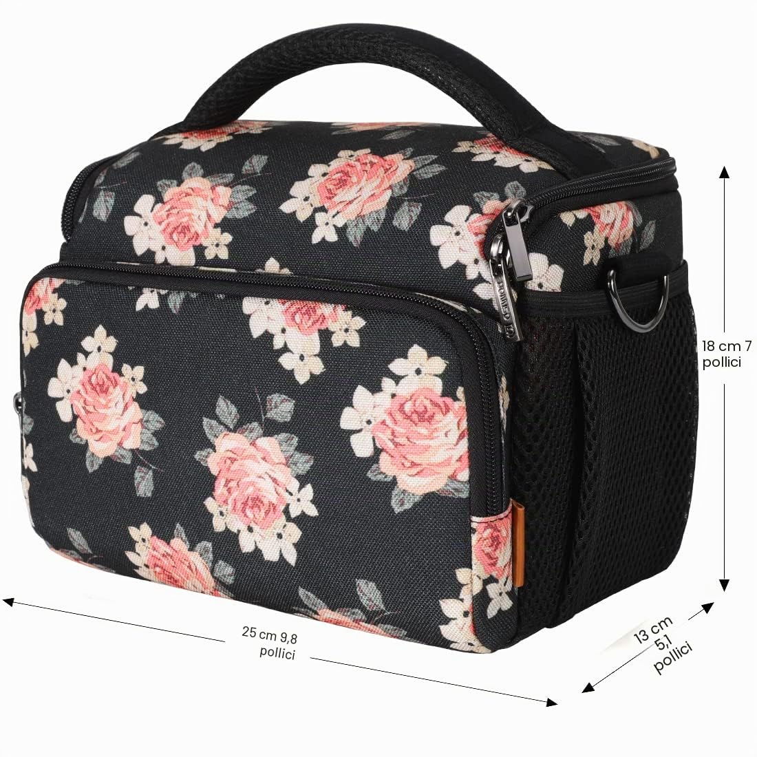 DOMISO Porta Borsa Custodia Macchina Fotografica Borsa Fotocamera Custodia Fotocamera Compatta Tracolla Reflex DSLR/SLR/Mirrorless Piccola per Canon EOS r100 2000d/Sony Alpha 6100,Fiore