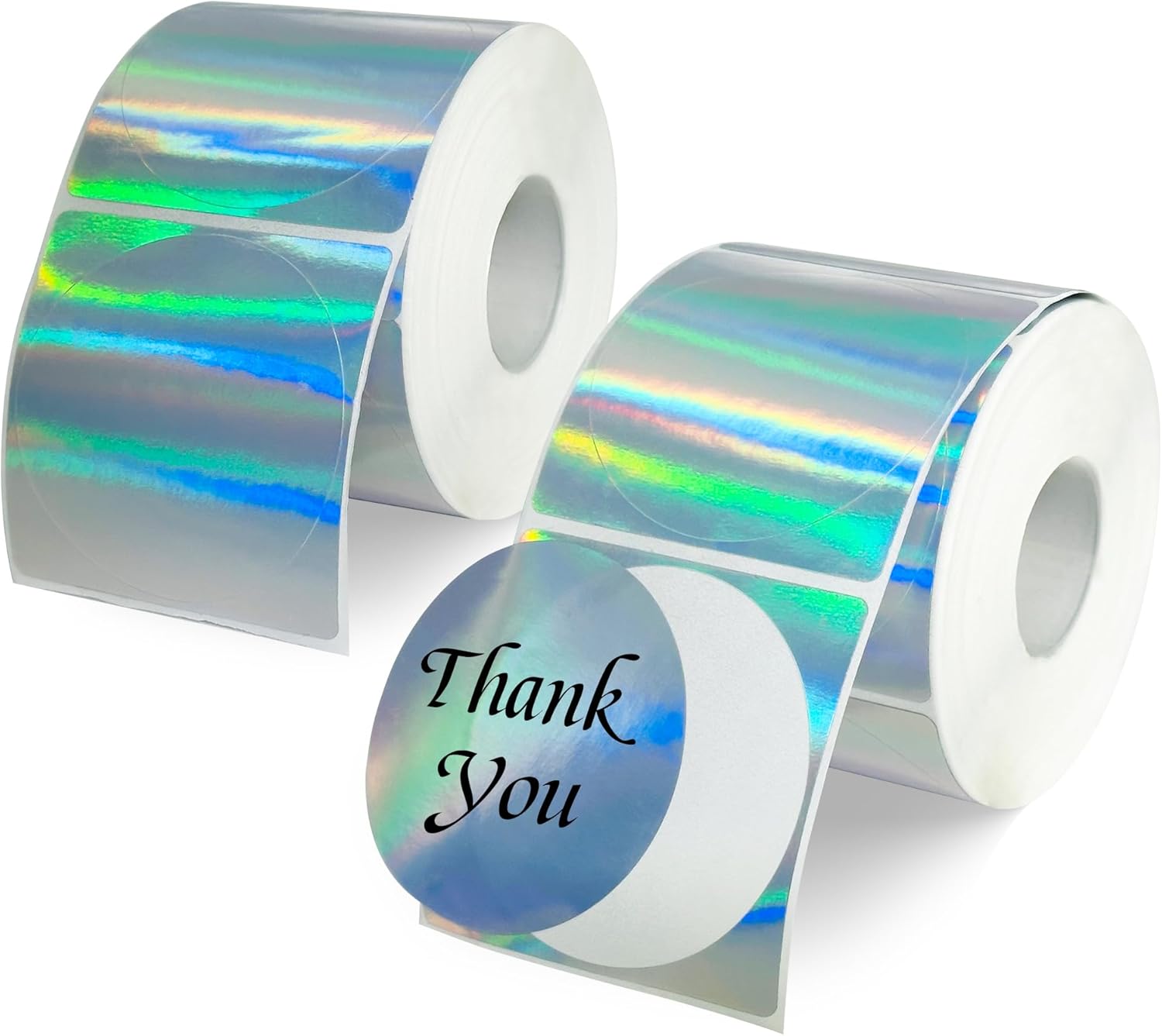 2" Circle Holographic Thermal Labels, Round Printable Rainbow Glitter Thermal Printer Sticker Labels for Gift Wrapping, Self-Adhesive Name Price Tag DIY Custom Logo Design, 800 Sheets/2 Roll