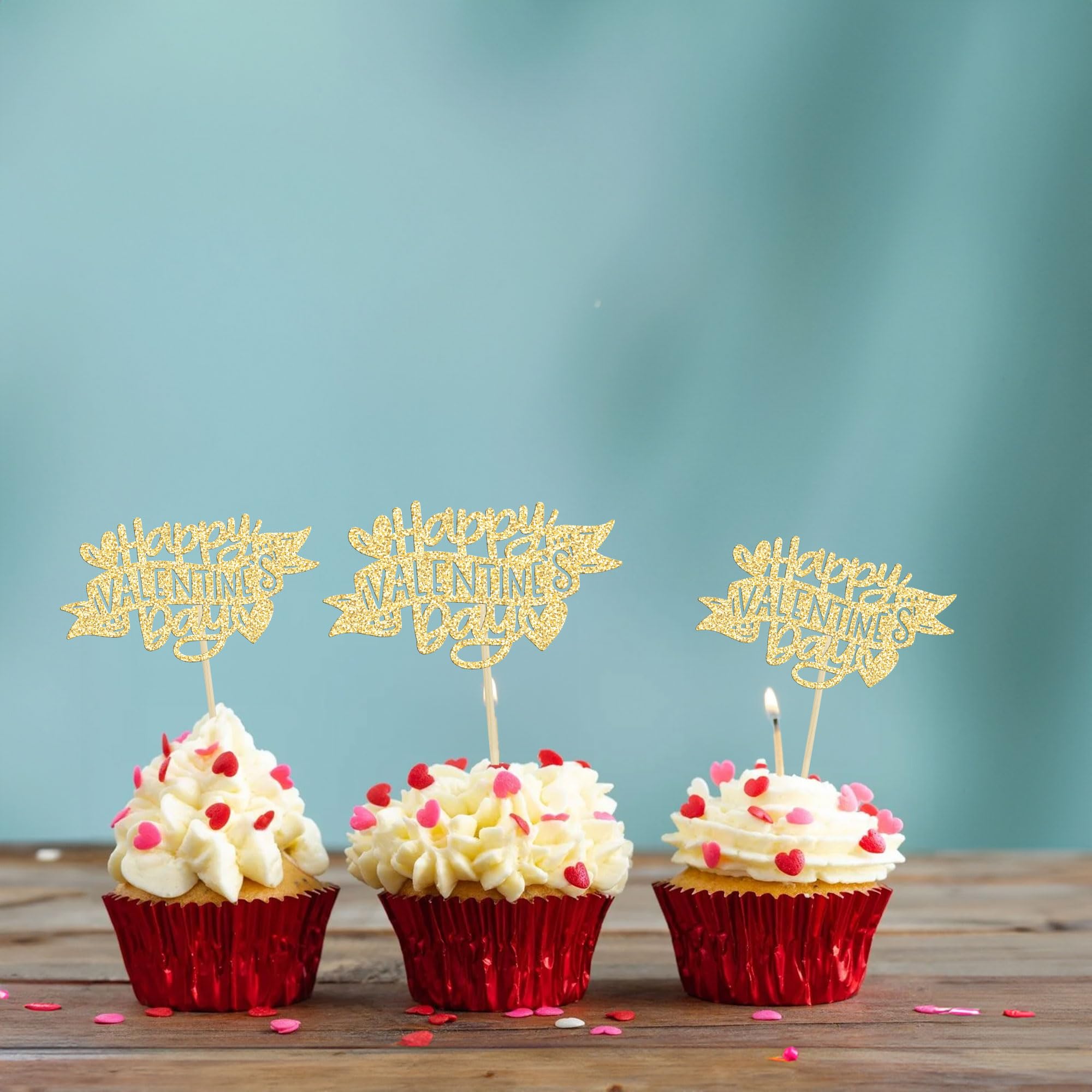 48 Topper Per Cupcake San Valentino Glitter – Scritta Happy Valentine's Day, XOXO Cupido – Confezione 4 Modelli – Decorazioni Per Dolci E Feste D'amore
