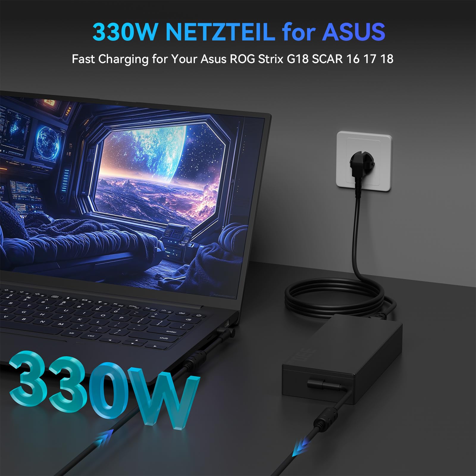 330W zasilacz z kablem ładującym do Asus ROG Strix Scar 16 17 18 G18 G634JY G634JZ G733PZ G733PY G733 G733CX G814JZ G814JI G834JY Zephyrus Duo 16 G733CX G814JI G834JY Zephyrus Duo 16 GX650PZ GX650PY