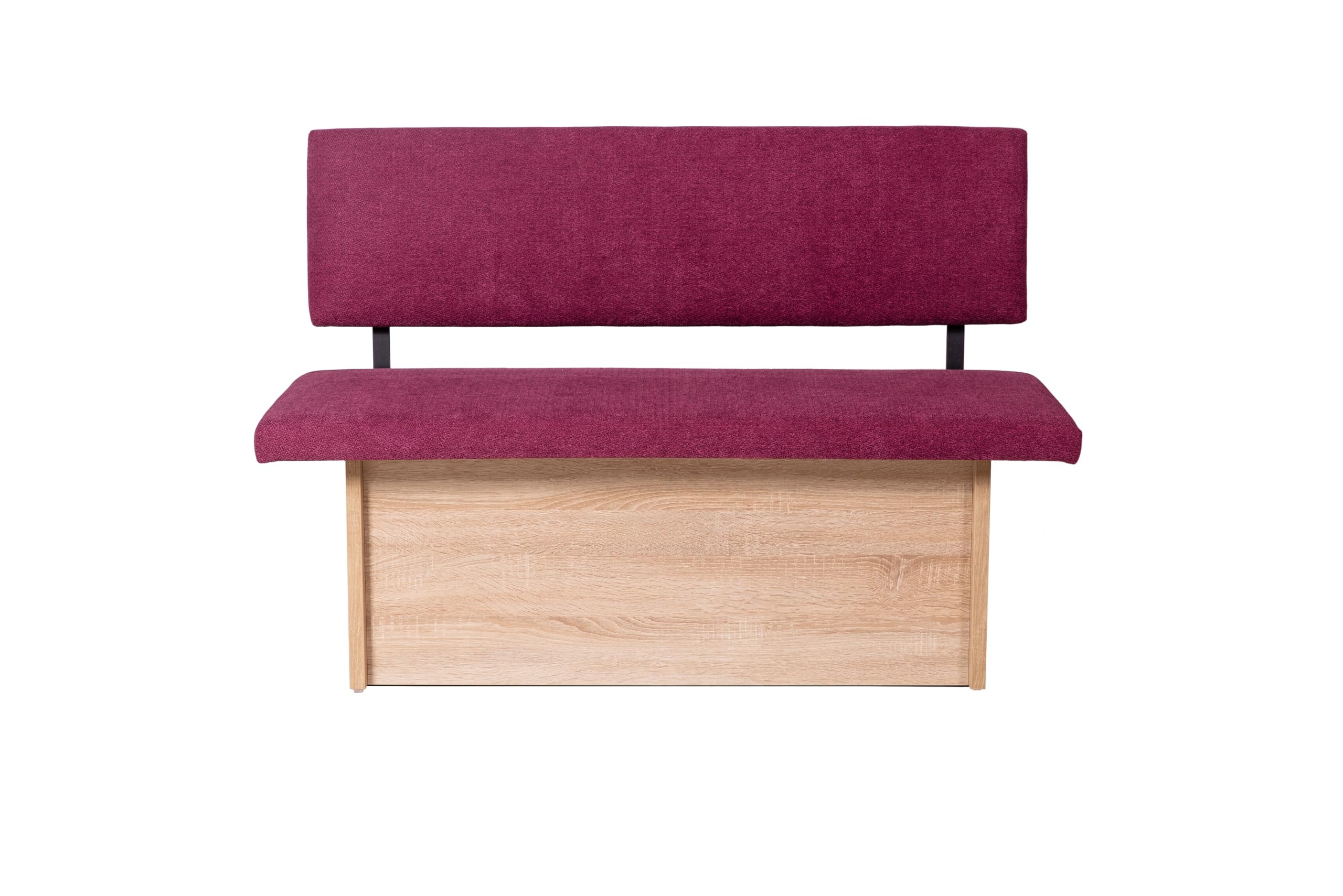 Sitzbank mit Truhe Holz Eiche Dekor 125x88x48 cm, Eckbank oder Küchenbank mit Aufbewahrung, ideal als Bank im Esszimmer, einfacher Aufbau, 'Das Raumwunder' (Bordeaux, L 125 cm)