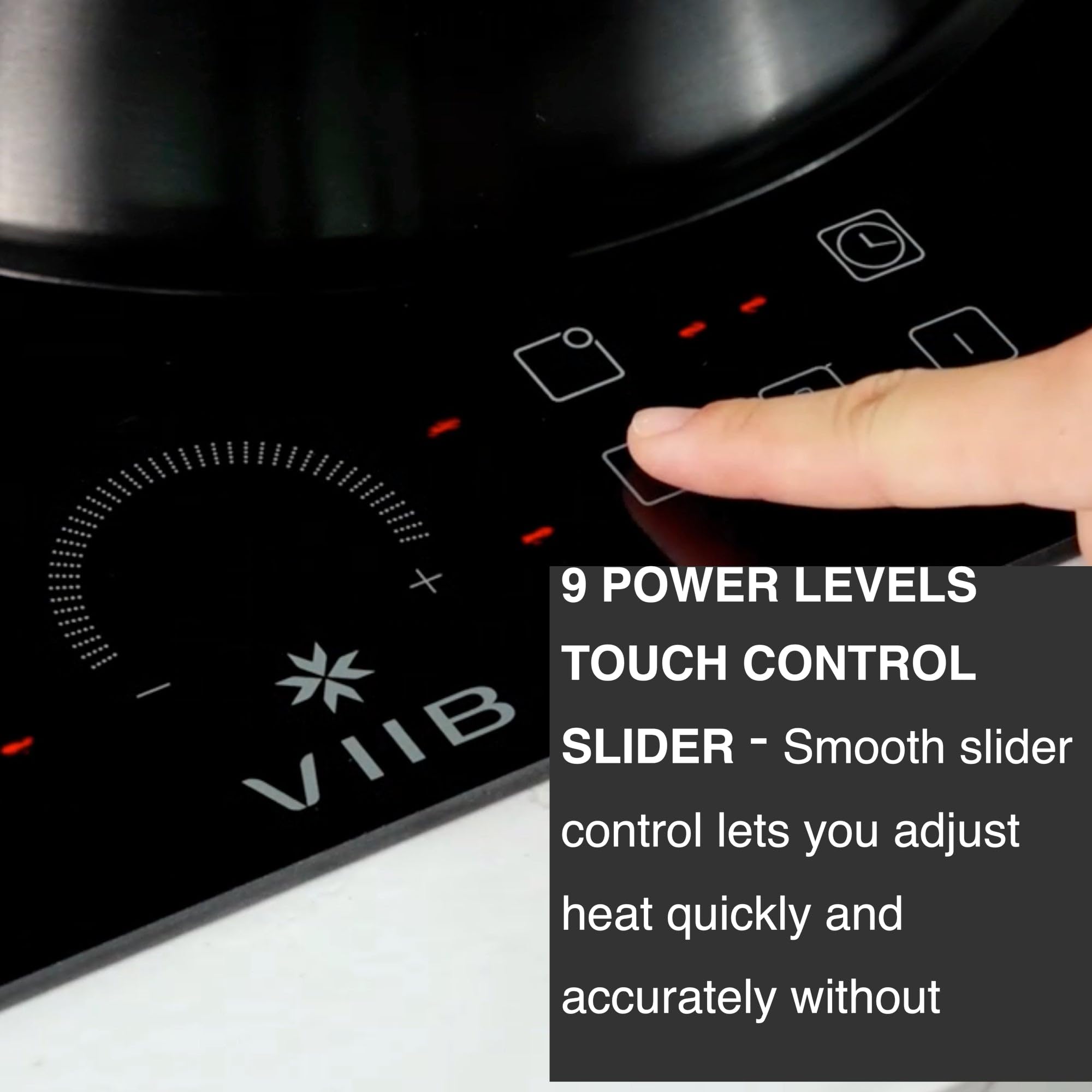 VIIB Induction Hob 60cm, 4 Zone Electric Cooktop, 7000W Built-In Hob, Hardwired Installation (No Plug), Touch Control, Booster, Timer, Child Lock, Auto Shut-Off, Black Glass – Star Burst Zone Design — view 6