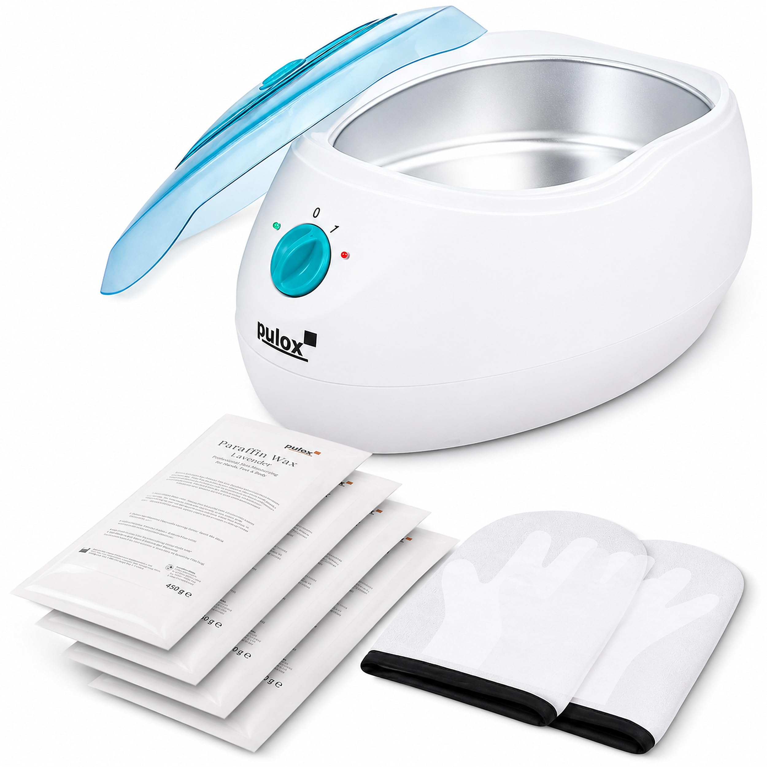Pulox Bagno di paraffina - Bagno di cera per sciogliere la cera di paraffina + 4x cera di paraffina