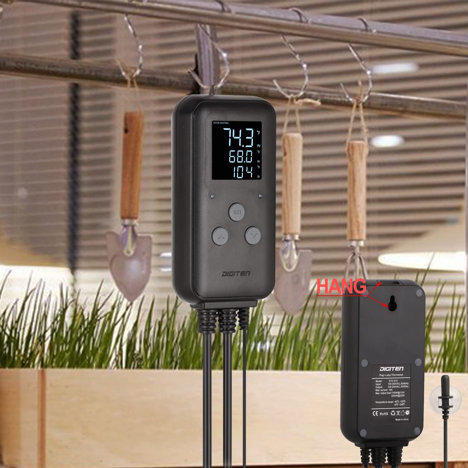Thermostat numérique étanche pour reptile, régulateur de température de serre, pour brassage domestique, fermentation, incubation, serre, terrarium, sortie de chauffage et de refroidissement 110 V 15