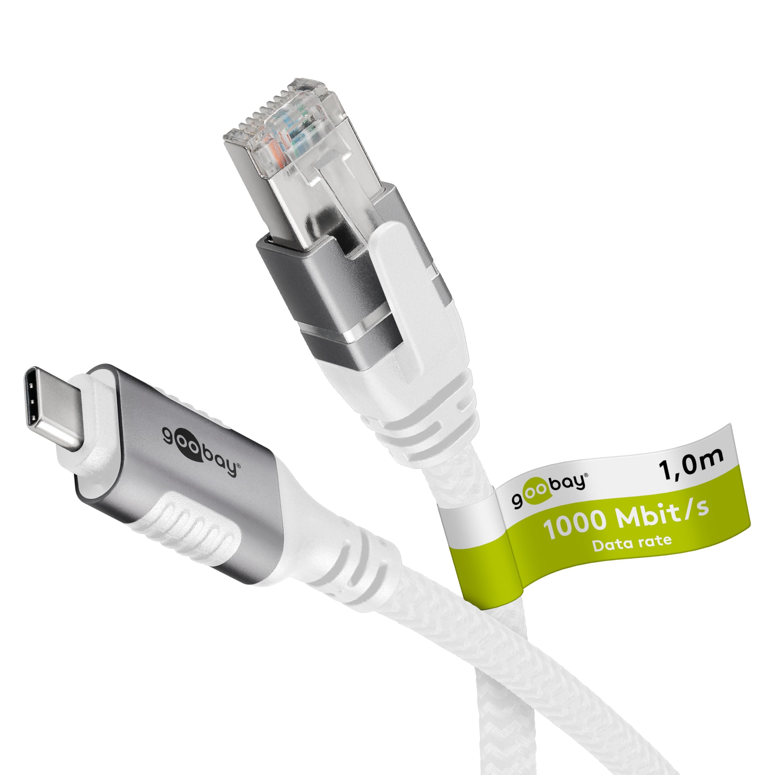 Goobay Cavo Da 1 M Lan A Usb 1 Gbit Trasferimento Dati - Usb C 3.1 A RJ45 Ethernet Cat 6 Cavo Collega Router E Smartphone - Cavo Adattatore Lan Per Laptop E Macbook - Adattatore Lan Usb C, 74165 - 4