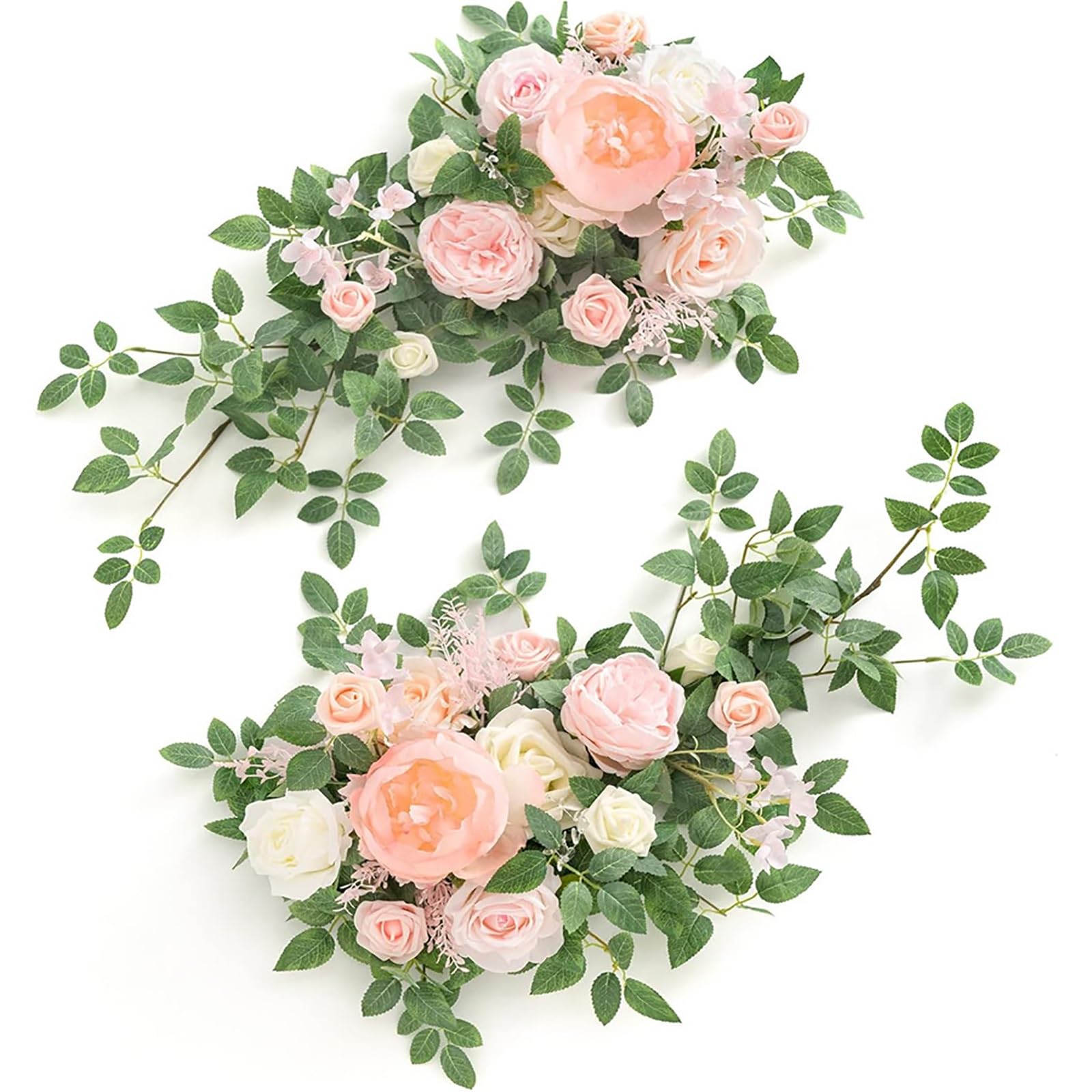 zxhrybh 2Pcs Artificial Flowers Wedding Arch, Rose and Eucalyptus Floral Swags, Fake Plants for Ceremony Backdrop, Table and Outdoor Decor(Pink)