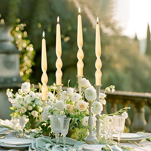 Miniatura 6 de MAITREYA Velas cónicas en espiral, velas cónicas hechas a mano, juego de 4 velas trenzadas para decoración, bodas, fiestas, iglesia, velas sin