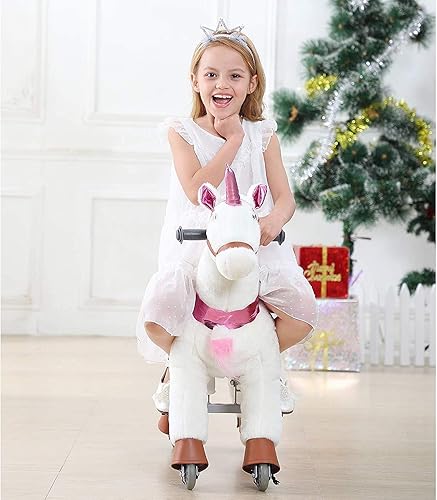 Miniatura 11 de JoJoPooNy Juguetes de unicornio para niñas, poni de equitación para niños de 6 a 14 años de edad, caballo de peluche con ruedas