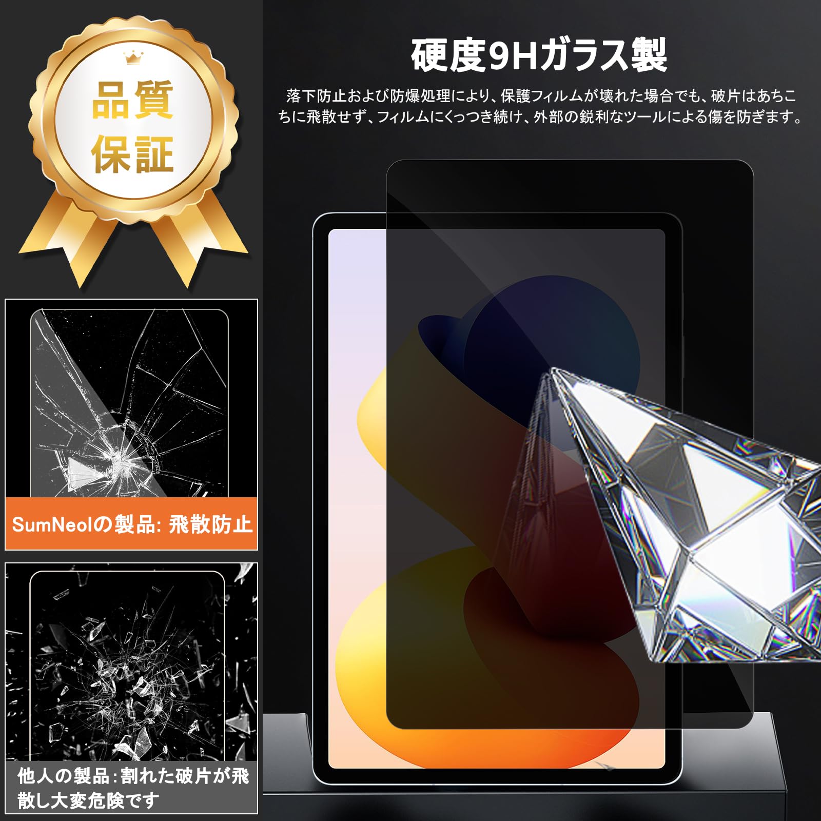 Amazon.co.jp: SumNeol 覗き見防止 ガラスフィルム Xiaomi Redmi Pad 2