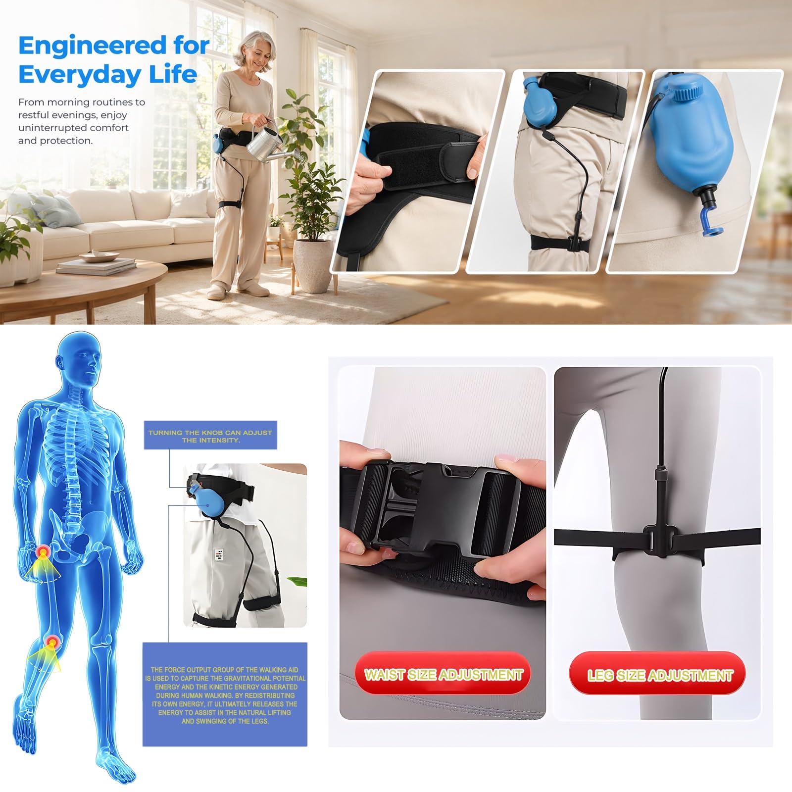 Esoscheletro camminata bionico forza regolabile singolo/doppio | Utilizzare supporto for gambe durante recupero dei pazienti Dispositivo mobilità indossabile leggero(Left,Small)
