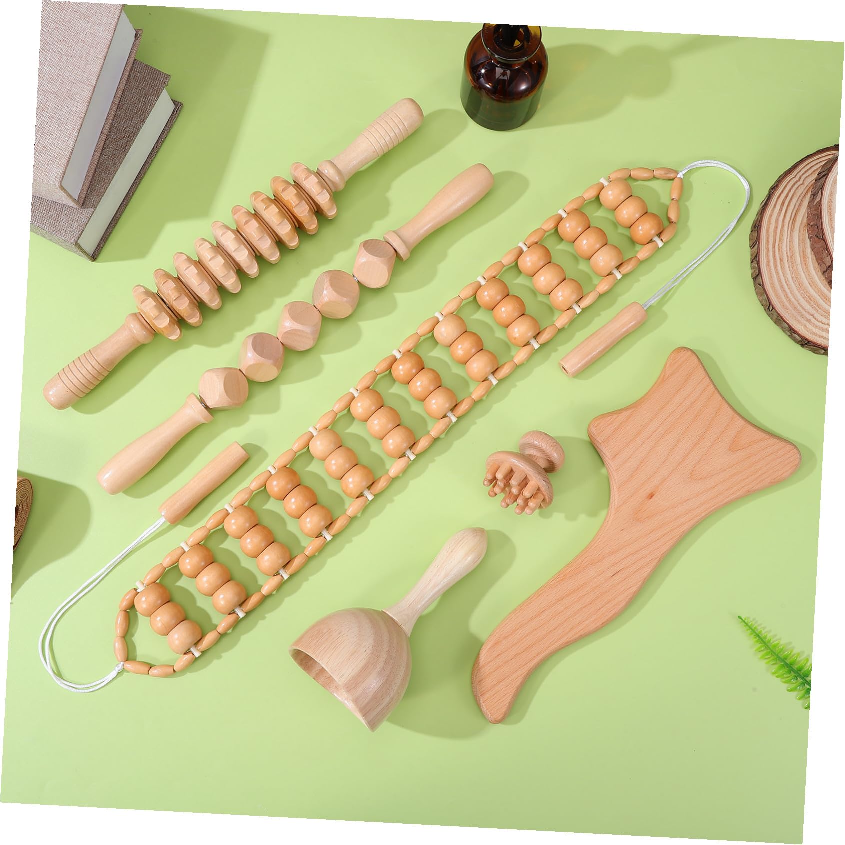 Woodtherapy Strumenti Per Massaggio In Legno 6 In 1 Kit Maderoterapia Per Massaggiatore Linfodrenante Gua Sha Per Il Corpo Strumenti Per Massaggio Con Corda Per Rilassarsi