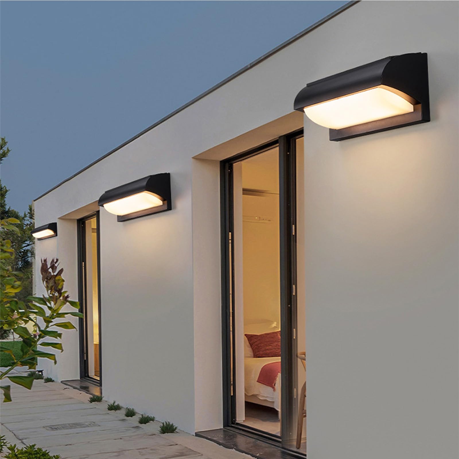 Zewnętrzna lampa ścienna LED solarna lampa ścienna z pilotem oświetlenie ścienne z czujnikiem ruchu, nowoczesna lampa ścienna akrylowa na taras, korytarz, garaż (1 sztuka)